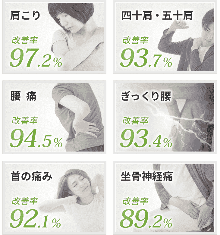 朝霞市の整体院のロイテ朝霞整骨院鍼灸院の症状ごとの改善実績